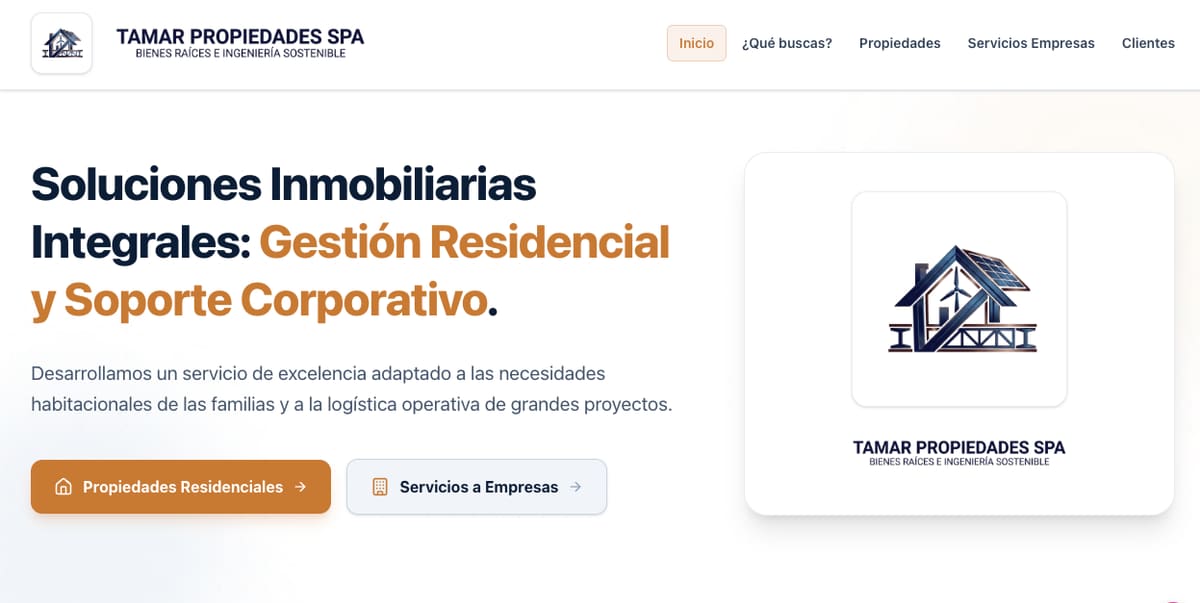 Sitio web de Tamar Propiedades, Corretaje & Bienes Raíces